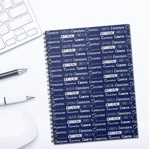Chique Navy Blauwe Gepersonaliseerde Naam Collage Notitieboek