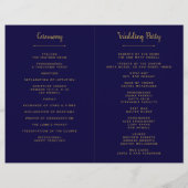 Chique Navy Blauwe & Gouden Huwelijksprogramma Sja (Achterkant)
