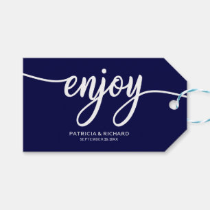 Chique Navy Blue Geniet van bruiloft gunst Labels Cadeaulabel