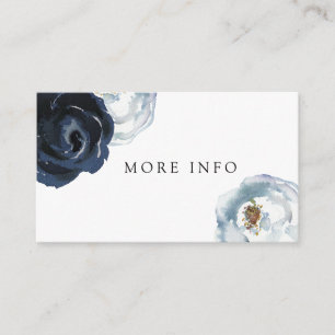 Chique Navy Blue Peony Bloemenbruiloft Meer info Informatiekaartje