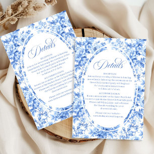 Chique navy toile rozen bruiloft gast informatie informatiekaartje