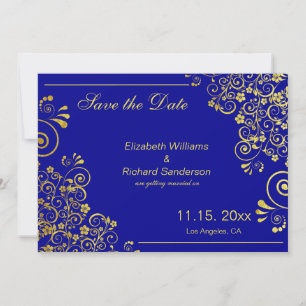 Chique Navyblauw Goud Save the Date Trouwen