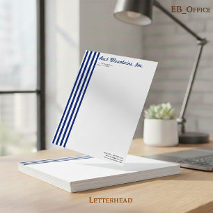 Chique Navyblauw & Witte Verticale Strepen Profess Briefhoofd