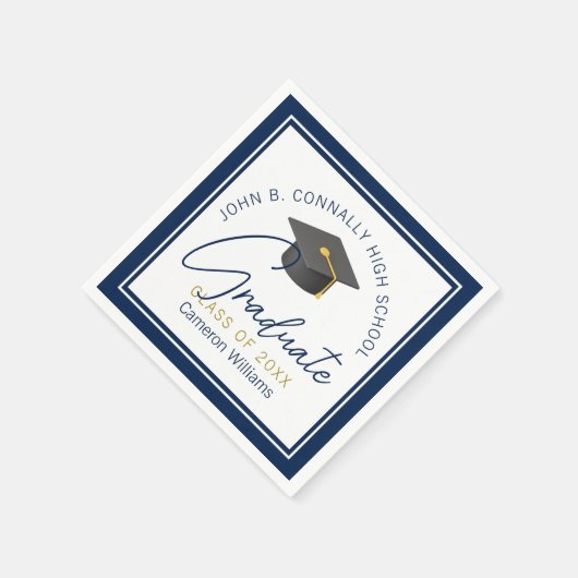 Chique Navyblauwe Moderne Afstudeerfeest Servet (Hoek)