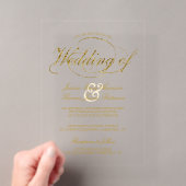 Chique Nep Goud Folie Script Bruiloft Acryl Uitnodigingen (Insitu (Draagbaar))