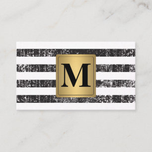Chique Nep-Metallic Gouden Monogram Grunge Strepen Visitekaartje