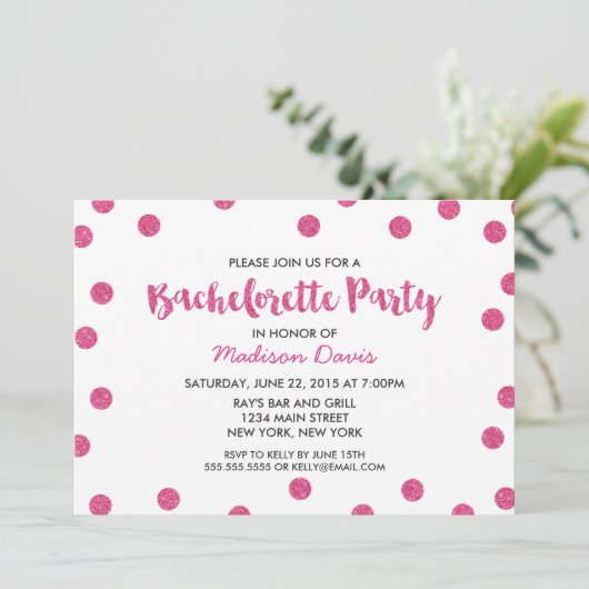 Chique nep roze glitters Bachelorette-feest Kaart (Staand voorkant)