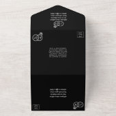 Chique nep zilveren folie monogram trouwringen all in one uitnodiging (Buitenkant)