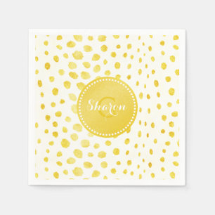 Chique nepgoud glinsterend cheetahprint monogram servet