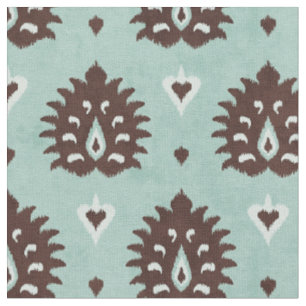 Chique neutraal bruin mint damast ikat patroon stof