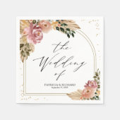 Chique Neutrale Kleuren Boho Bloemen Bruiloft Servet (Voorkant)