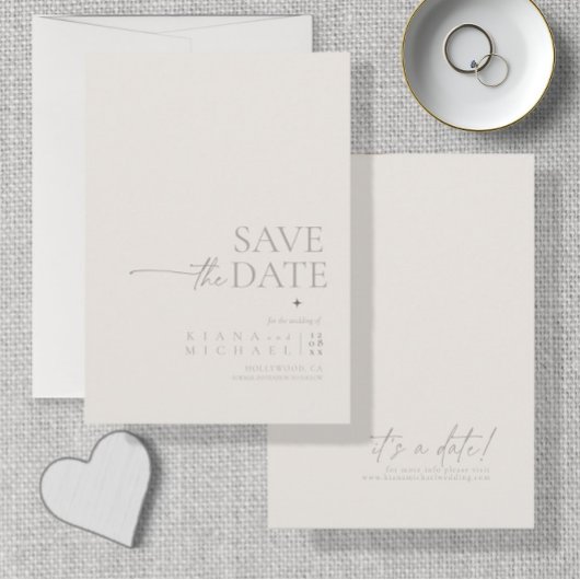 Chique Neutrals Bruiloft Bone Wit Vert ID1020 Save The Date