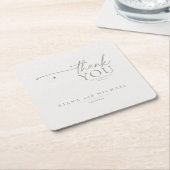 Chique Neutrals Bruiloft Dank u Linnen ID1020 Vierkante Kartonnen Onderzetter (Schuin)