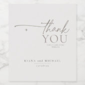 Chique Neutrals Bruiloft Dank u Poeder ID1020 Wijn Etiket (Enkel label)