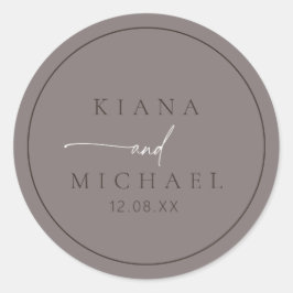 Chique Neutrals Bruiloft Warm Grijs ID1020 Ronde Sticker