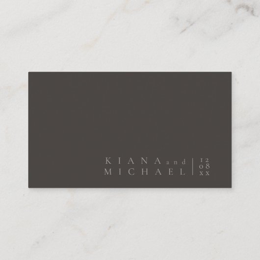 Chique Neutrals Bruiloft Website Charcoal ID1020 Informatiekaartje (Achterkant)