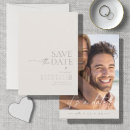 Chique Neutrals Huwelijksfoto Bone Wit Vert ID1020 Save The Date