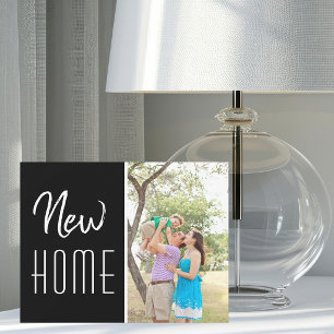 Chique Nieuwe Thuis Familie Foto Zwart Wit Verhuiz Aankondiging