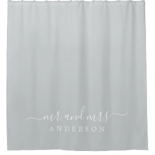 Chique Nieuwgetrouwd Mr Mrs Donkergrijze Monogram Douchegordijn