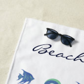 Chique Ocean Blue White Shells en Fish Name Strandlaken (In situ)