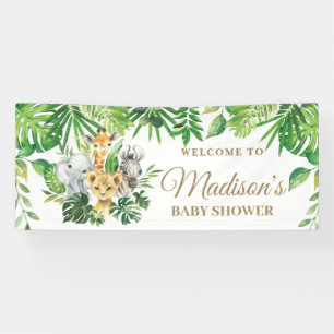 Chique Oerwoud Dieren Groen Baby shower Achtergron Spandoek