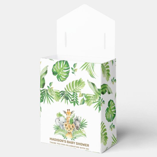 Chique Oerwoud Dieren Groen Baby shower Dank u Bedankdoosjes (Geopend)