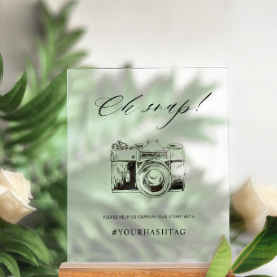 Chique, Oh Snap Hashtag Camera Bruiloft Frosted St Acryl Bord