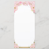 Chique Olifant Blush Roze Bloemen Baby shower Menu (Achterkant)