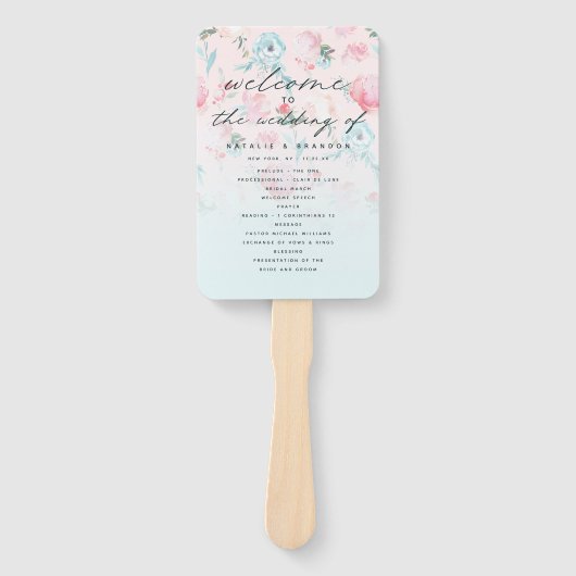 Chique Ombre Franse tuin bruiloft ceremonie progra Handwaaier (Voorkant)