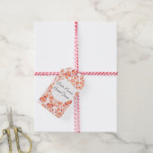 Chique oranje bloemprint bruidsdouche cadeaulabel (Met Touw)