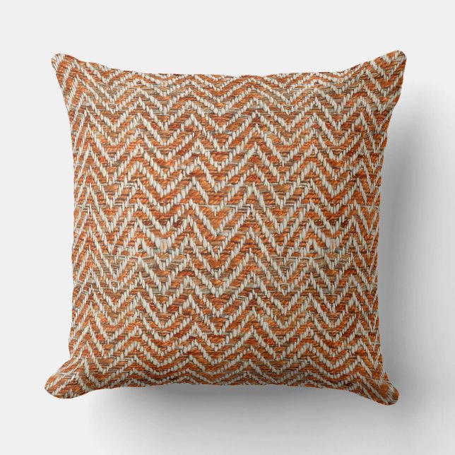 Chique oranje chevron kussen (Voorkant)