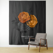 Chique Oranje en Zwarte Gotische Trouwthema Wandkleed (In situ)