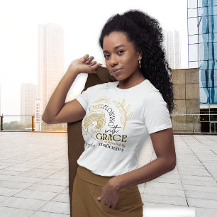 Chique Overlopen met Grace Blooming Afro Hair T-shirt