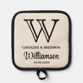 Chique paar namen familie monogram vastgesteld dat pannenlap (Voorkant)