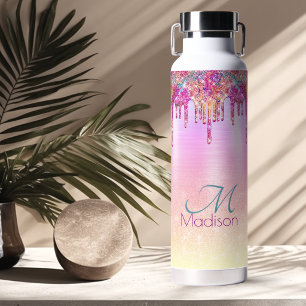 Chique paars oranje ombre glitter druppels monogra waterfles