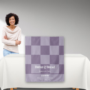 Chique paarse geruite bakkerij logo evenementen ta wandkleed