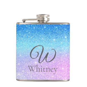 Chique Paarse Ombre Blauwe Glitter Moderne Heupfles