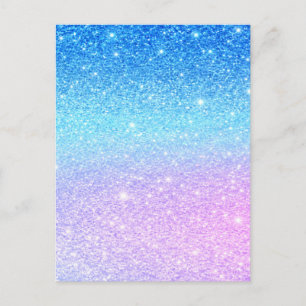 Chique Paarse Ombre Blauwe Glitters Modern Briefkaart