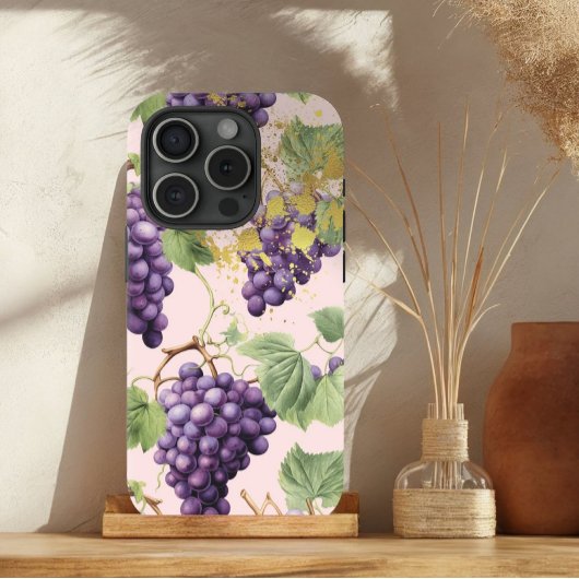 Chique Paarse, pastelroze en gouden druivenwijn Case-Mate iPhone Case