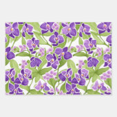 Chique Paarse Waterverf Orchidee Flora Inpakpapier Vel (Voorkant)