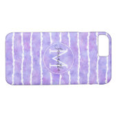 Chique Paarse Waterverf Stripes Monogram Case-Mate iPhone Case (Achterkant (Horizontaal))