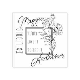 Chique papavers   Aangepaste naam Ex Libris Book B Rubberstempel