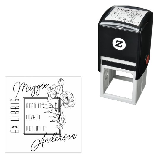 Chique papavers | Aangepaste naam Ex Libris Book B Zelfinktende Stempel (In situ)
