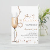 Chique parels en Prosecco Vrijgezellenfeest Kaart (Staand voorkant)
