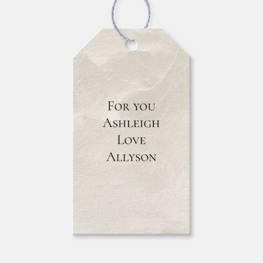 Chique parelwitte glamour bruiloft bruidsdouche cadeaulabel (Voorkant)