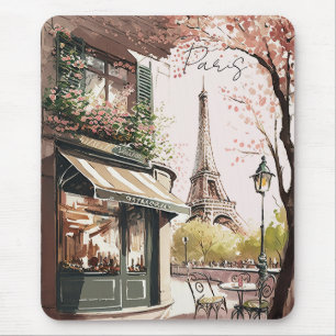 Chique Parijse Cafe Eiffeltoren Parijs Frankrijk W Muismat