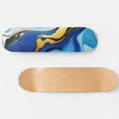 Chique Pastel blauw goud Faux Marmer Skateboard (Horizontaal)