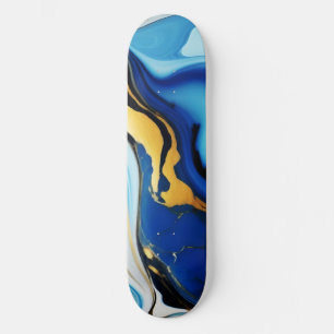 Chique Pastel blauw goud Faux Marmer Skateboard