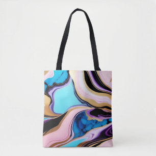Chique Pastel paarse roze blauw goud Faux Marble Draagtas