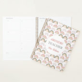 Chique pastel regenboog met hart Geweldige docent Planner (Display)